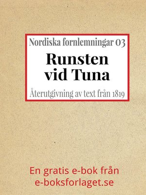 cover image of Nordiska fornlemningar 3 – III. Runsten vid Tuna